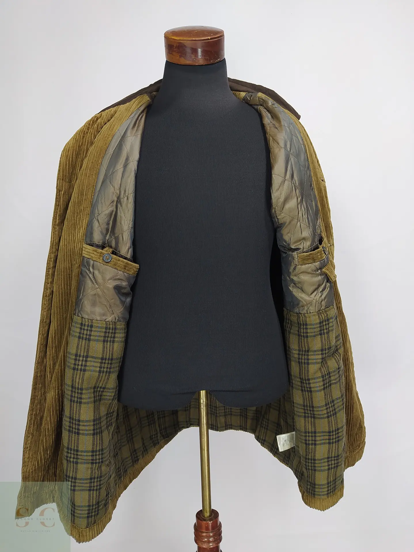Chaquetón de Pana Cotelé Oliva Tostado con Cuello en Contraste TCM Talla XXXL 9