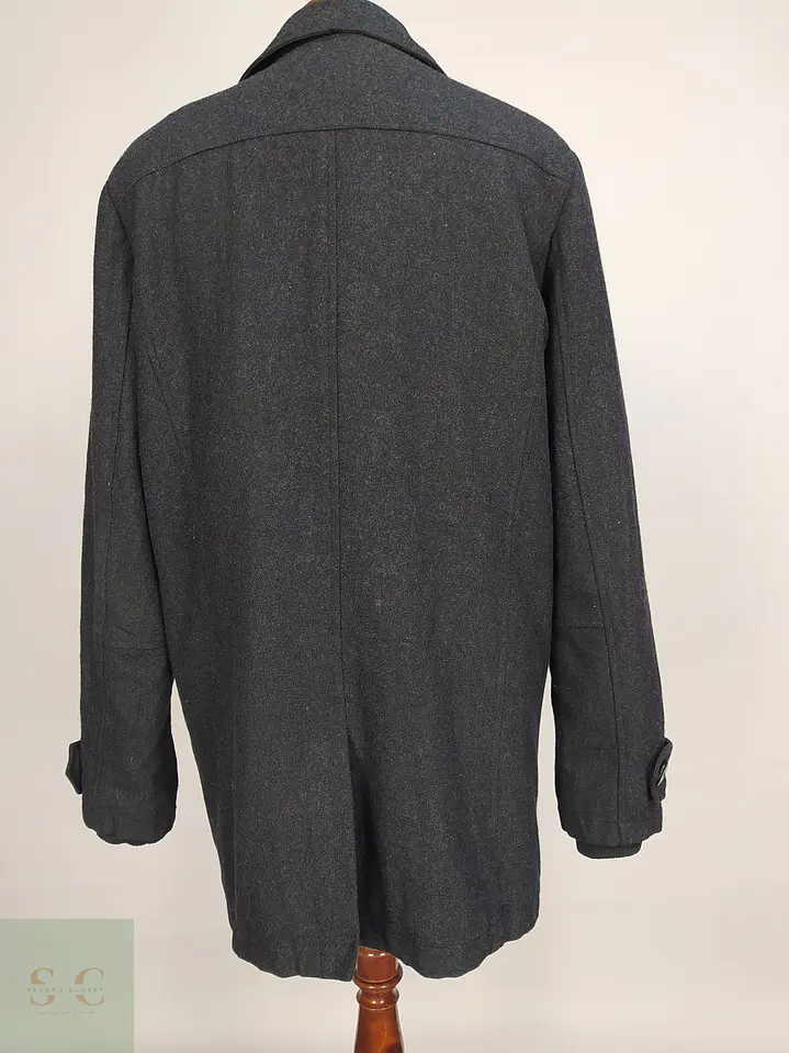 Abrigo de Lana Gris Plomo Basefield con Inserto de Cuello Alto Talla ML 7