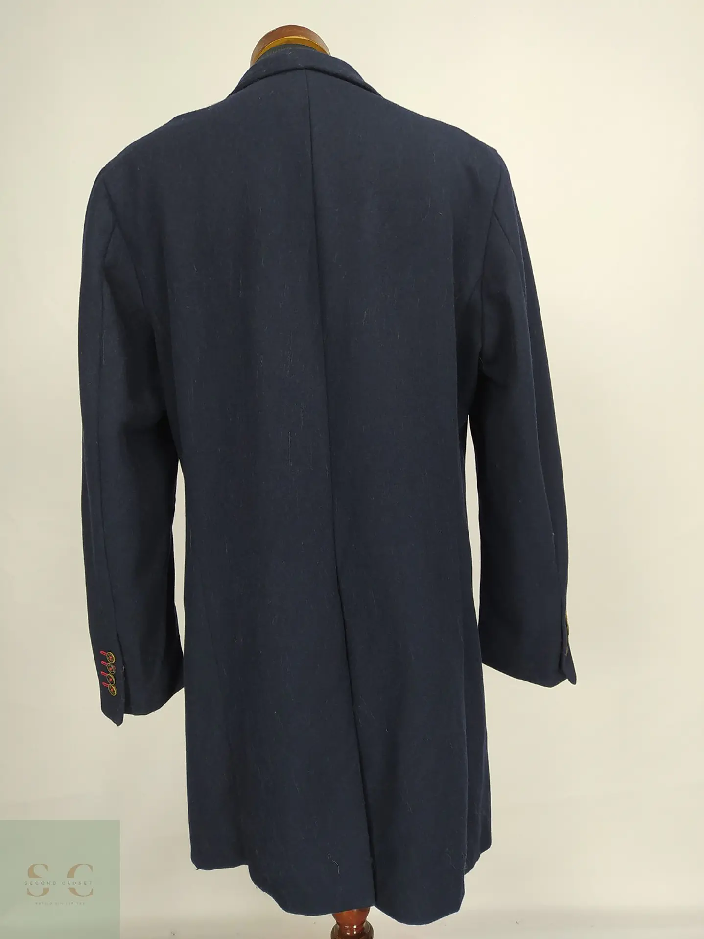 Abrigo de Lana Italiana In.Tes.Pra Azul Marino El Ganso Talla L 11