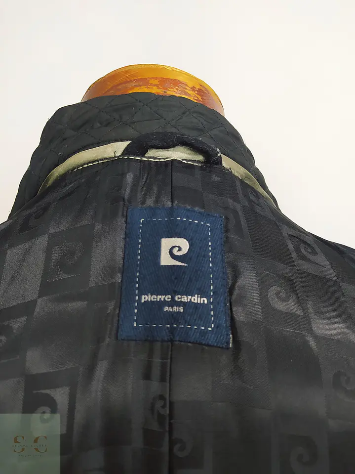 Abrigo Pierre Cardin París Negro con Pechera Acolchada Talla XL 11