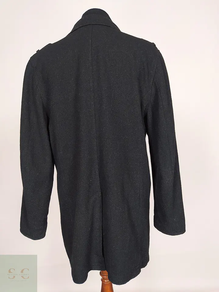 Abrigo de Mezcla de Lana Negro con Pechera Interna Angelo Litrico Talla L 10