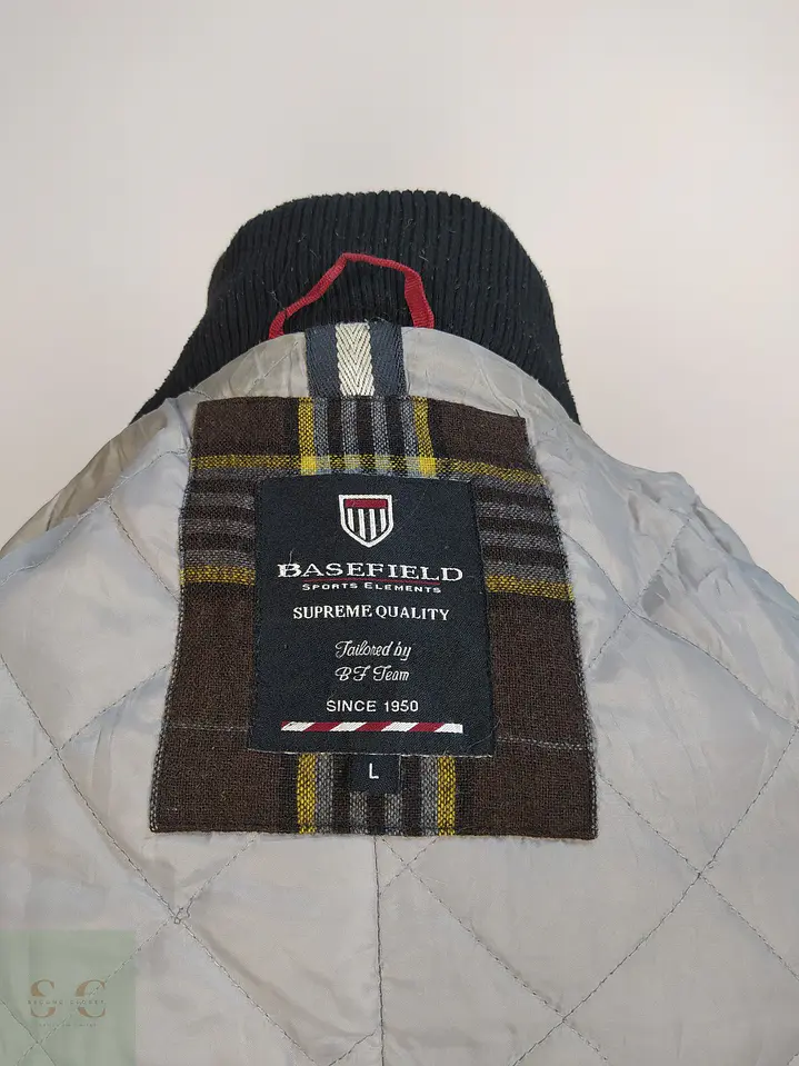 Abrigo de Lana Gris Plomo Basefield con Inserto de Cuello Alto Talla ML 10