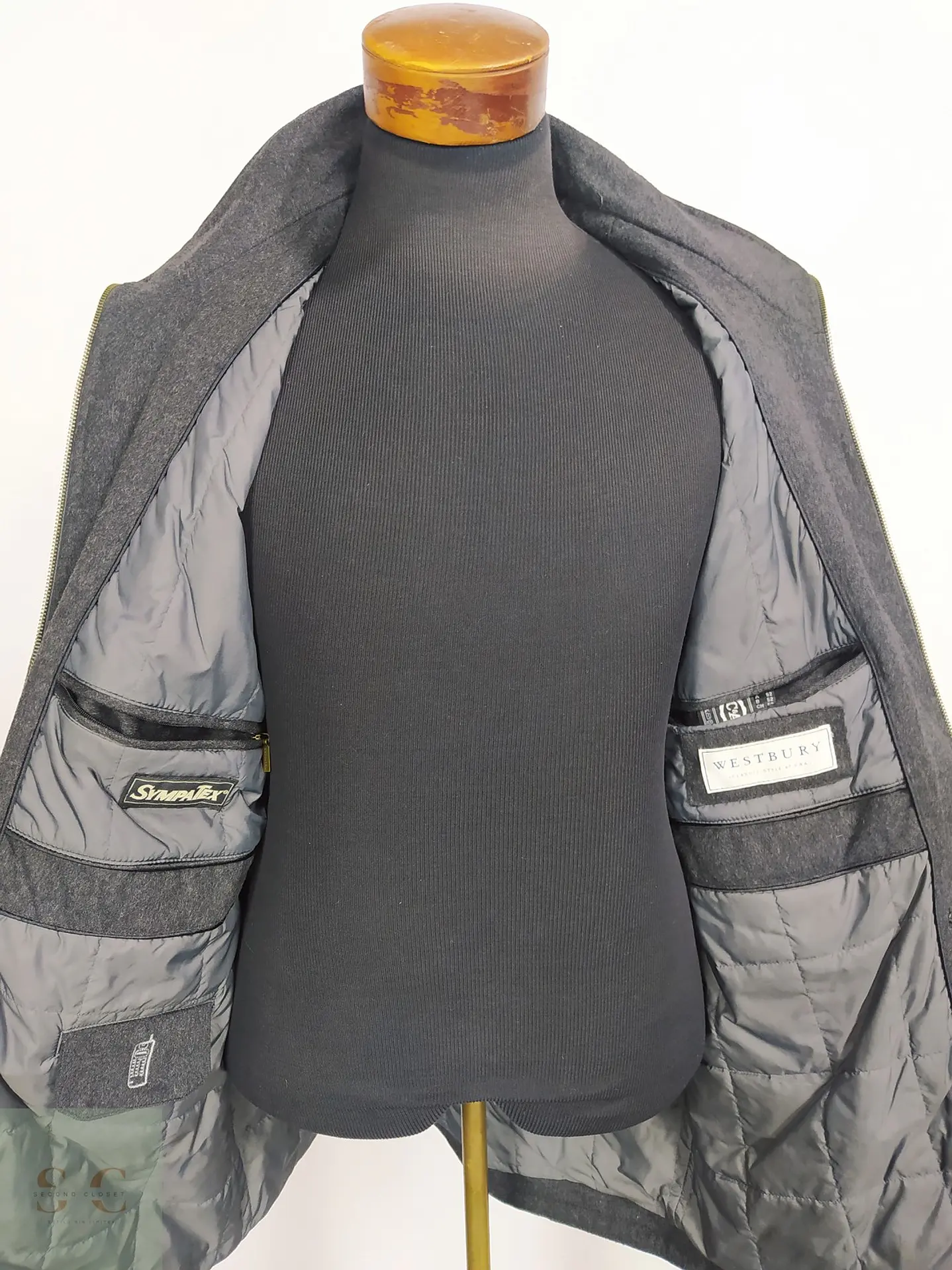 Chaquetón de Lana Virgen y Cachemira Gris Plomo SympaTex Talla XXL 12