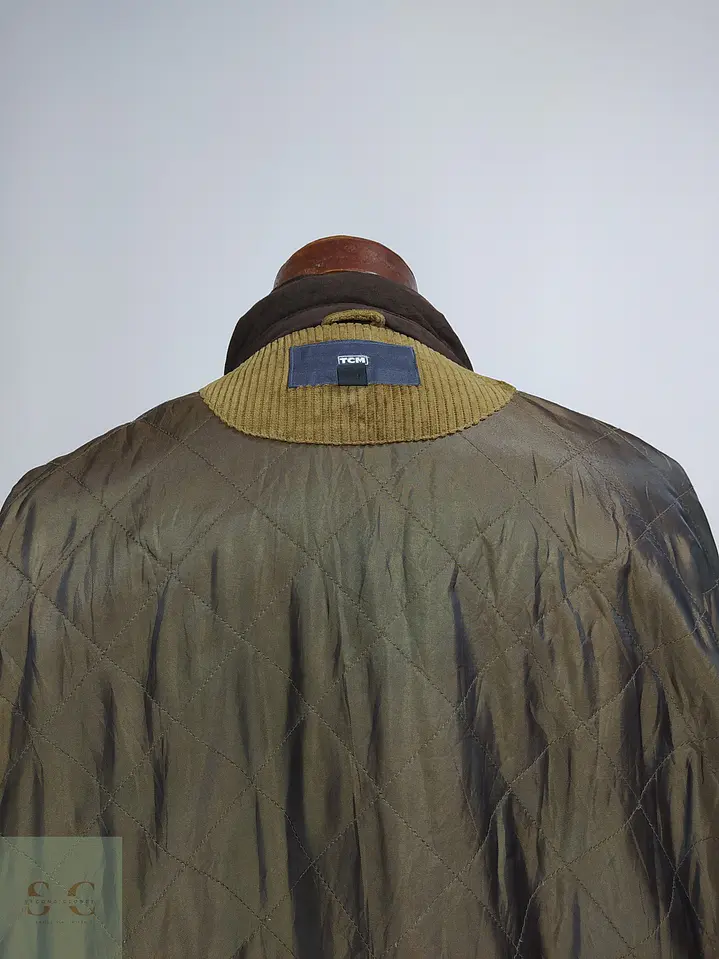 Chaquetón de Pana Cotelé Oliva Tostado con Cuello en Contraste TCM Talla XXXL 14