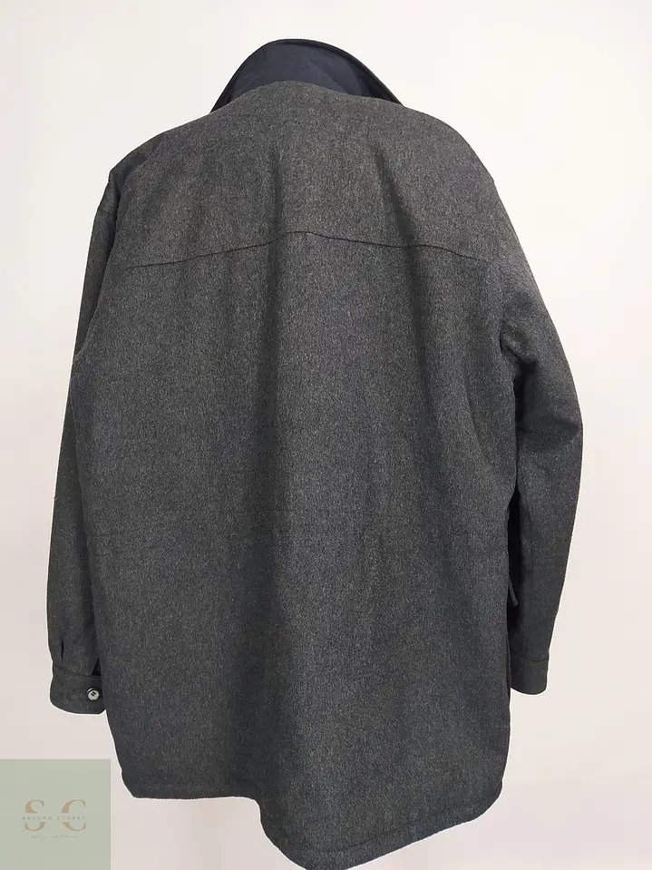 Chaquetón de Lana Virgen y Cachemira Gris Plomo SympaTex Talla XXL 13