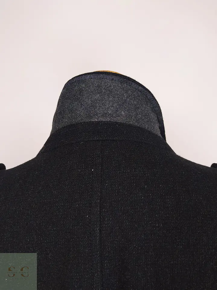 Abrigo de Mezcla de Lana Negro con Pechera Interna Angelo Litrico Talla L 12