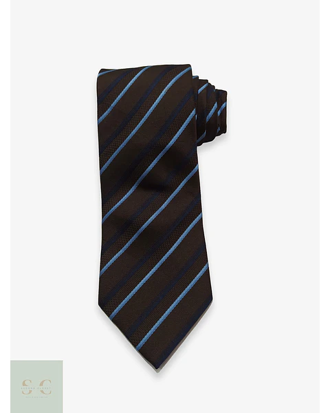 Corbata de Seda a Rayas Regimental Café y Azul C&A