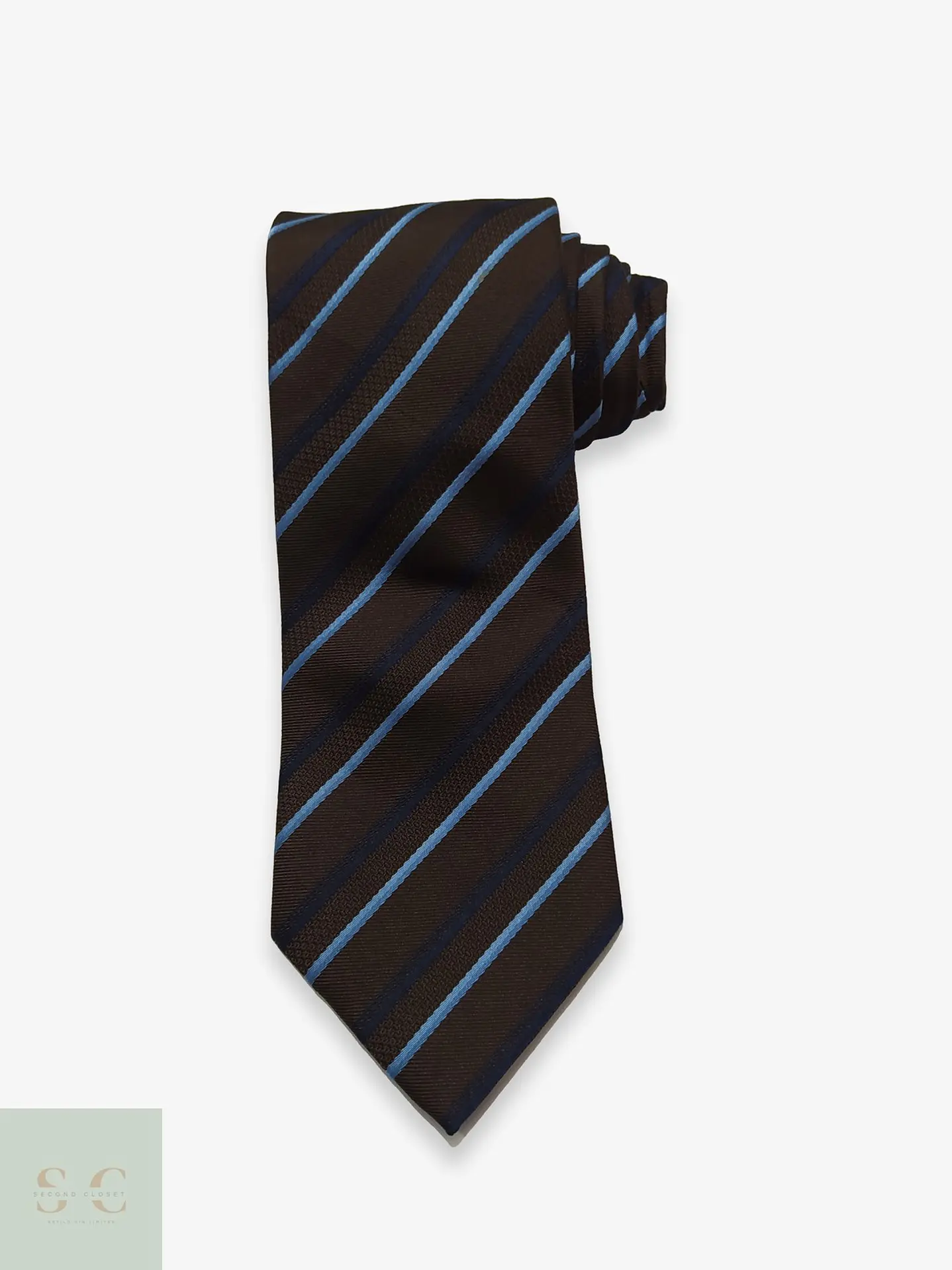Corbata de Seda a Rayas Regimental Café y Azul C&A 1