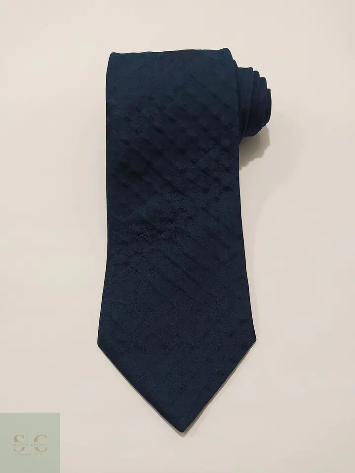 Corbata de Seda Texturizada Jacquard Azul Marino Engbers 2