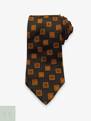 Corbata de Seda Monti con Patrón Geométrico de Cuadrados