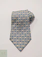 Corbata de Seda Jacquard a Cuadros Geométricos Azul y Beige Reine Seide - Miniatura 2