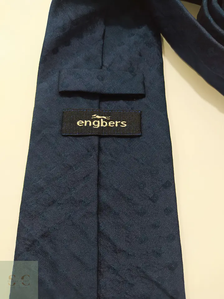 Corbata de Seda Texturizada Jacquard Azul Marino Engbers 3