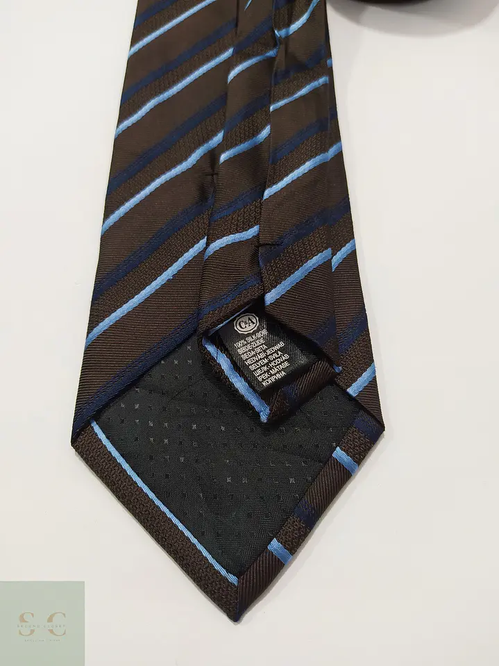 Corbata de Seda a Rayas Regimental Café y Azul C&A 3