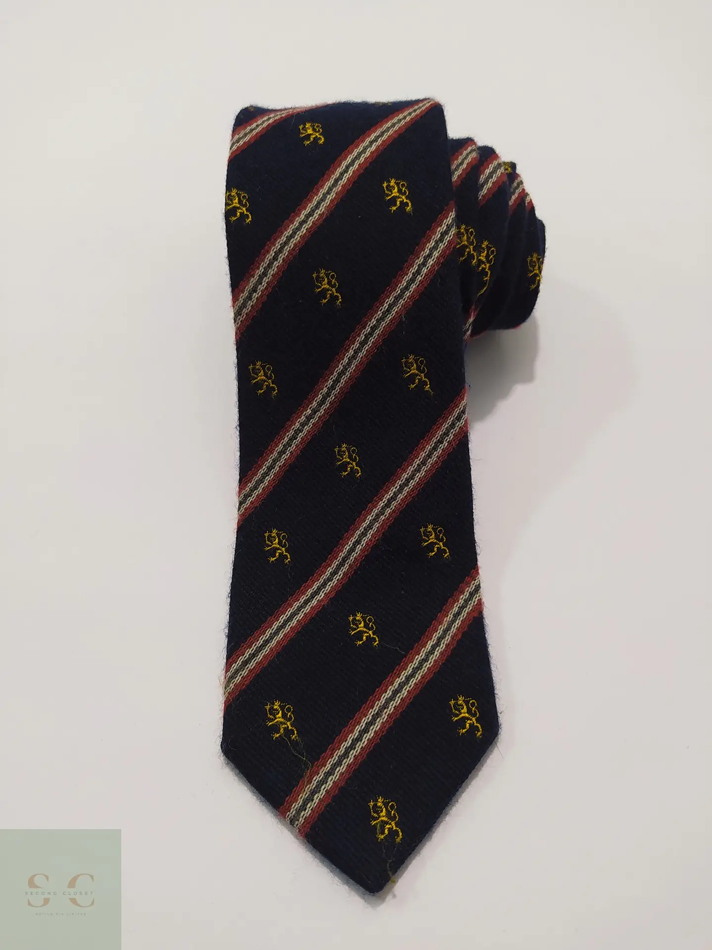 Corbata de Lana y Seda a Rayas Regimental y León Heráldico s.Oliver Made in Italy 2