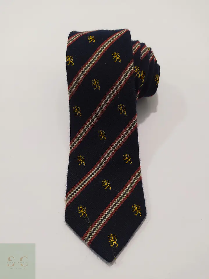 Corbata de Lana y Seda a Rayas Regimental y León Heráldico s.Oliver Made in Italy 2