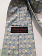 Corbata de Seda Jacquard a Cuadros Geométricos Azul y Beige Reine Seide - Miniatura 3