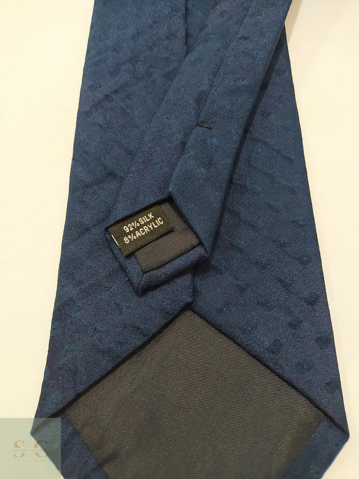 Corbata de Seda Texturizada Jacquard Azul Marino Engbers 4