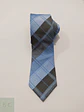 Corbata de Seda a Cuadros Plaid Celeste y Gris UNA Germany - Miniatura 2