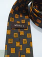 Corbata de Seda Monti con Patrón Geométrico de Cuadrados - Miniatura 3