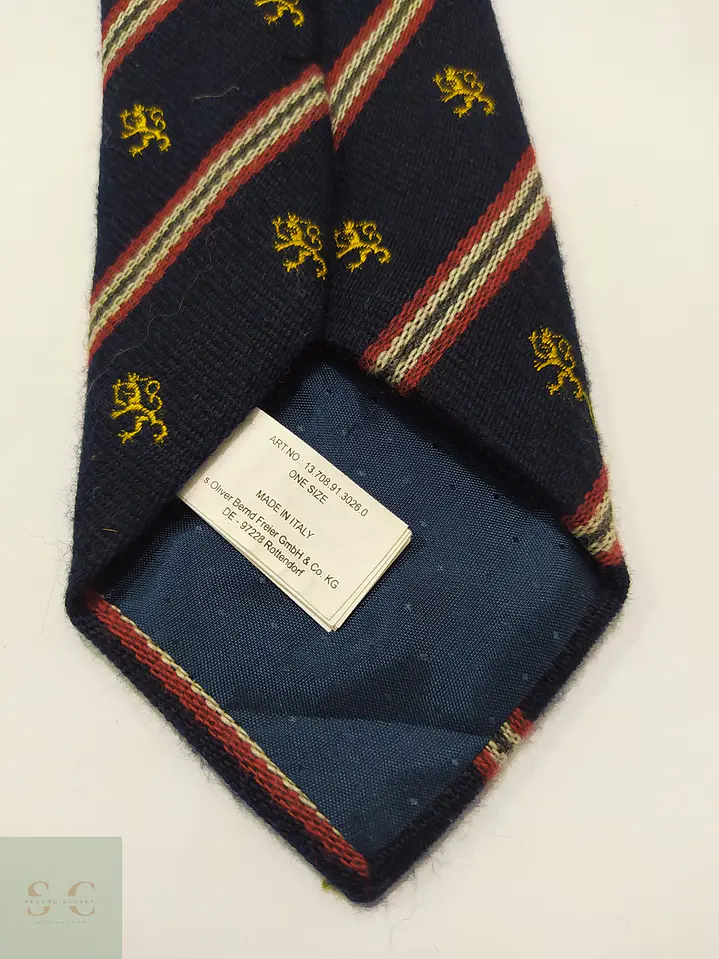 Corbata de Lana y Seda a Rayas Regimental y León Heráldico s.Oliver Made in Italy 3
