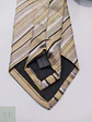 Corbata de Seda a Rayas Regimental Beige y Gris - Miniatura 3