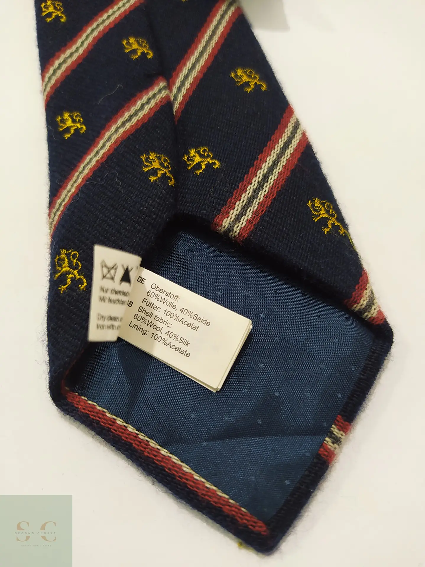 Corbata de Lana y Seda a Rayas Regimental y León Heráldico s.Oliver Made in Italy 4