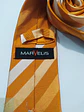 Corbata de Seda a Rayas Regimental Mostaza y Beige Marvelis - Miniatura 3