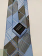 Corbata de Seda a Cuadros Plaid Celeste y Gris UNA Germany - Miniatura 4