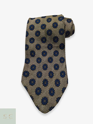 Corbata de Seda Jacquard Edsor Crown con Micropatrón Geométrico Azul