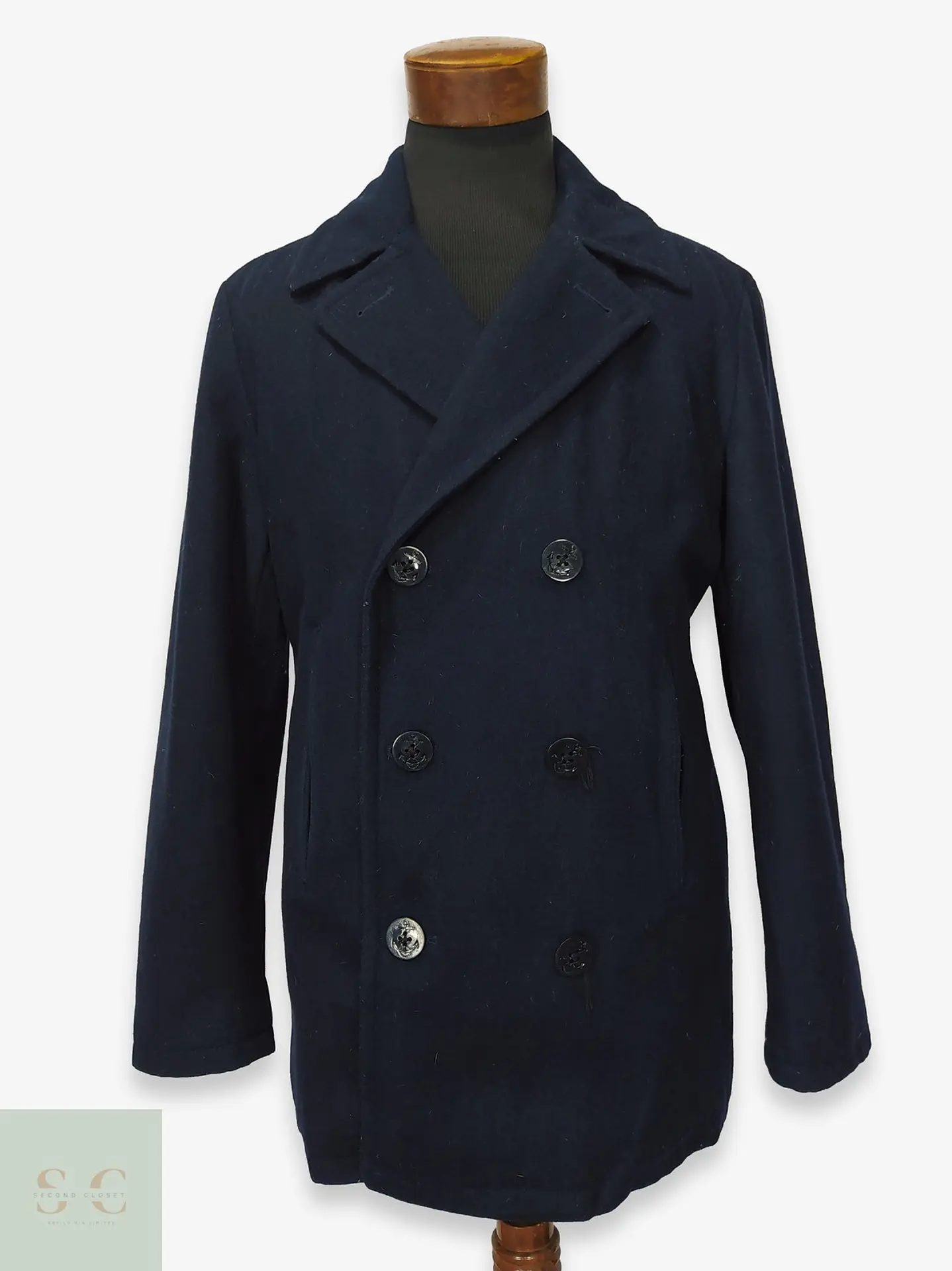 Abrigo Marinero Pea Coat de Mezcla de Lana Nautica Talla M 1