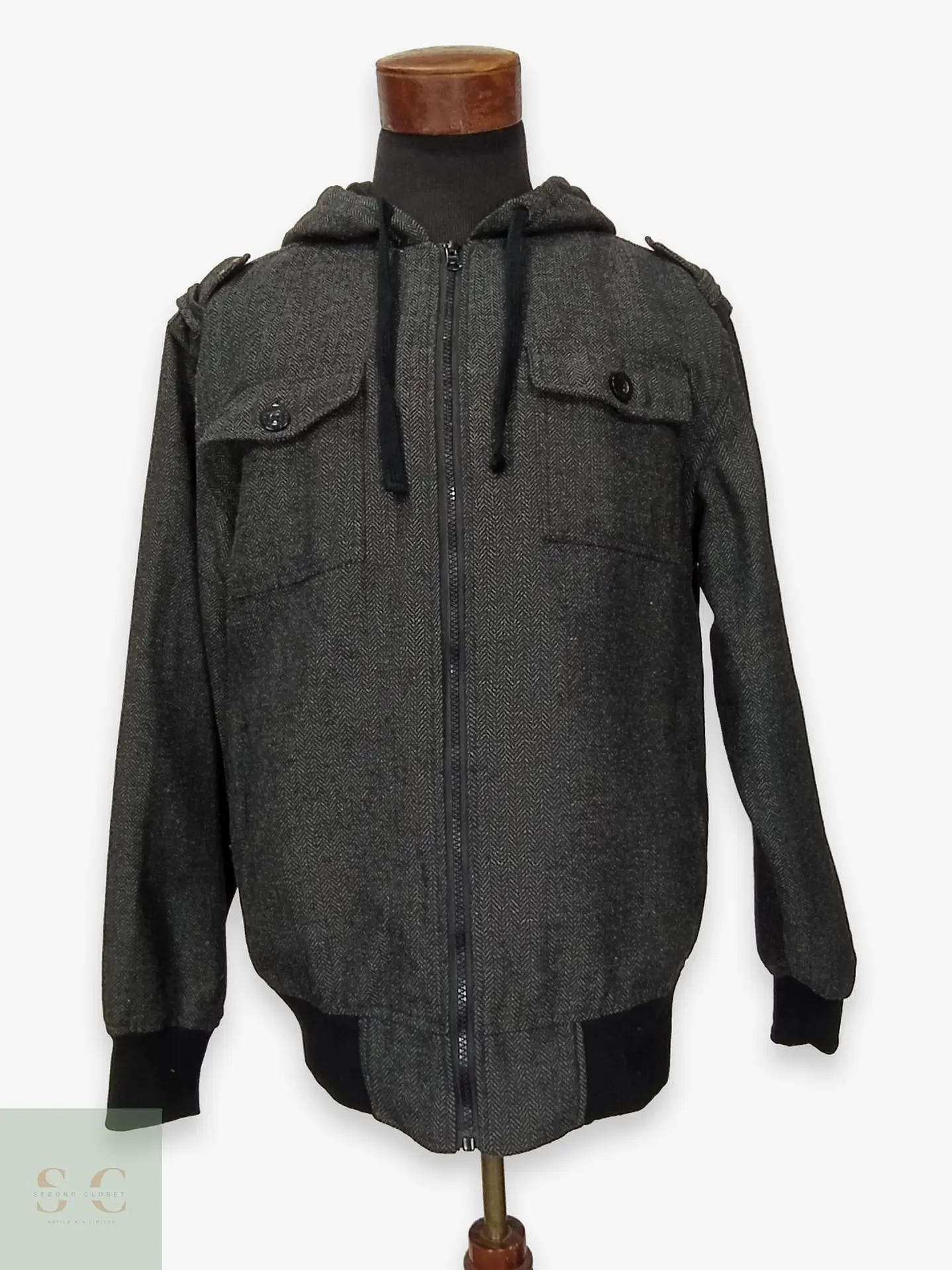 Chaqueta Bomber con Capucha en Tejido Espiga YAGO Talla L 1