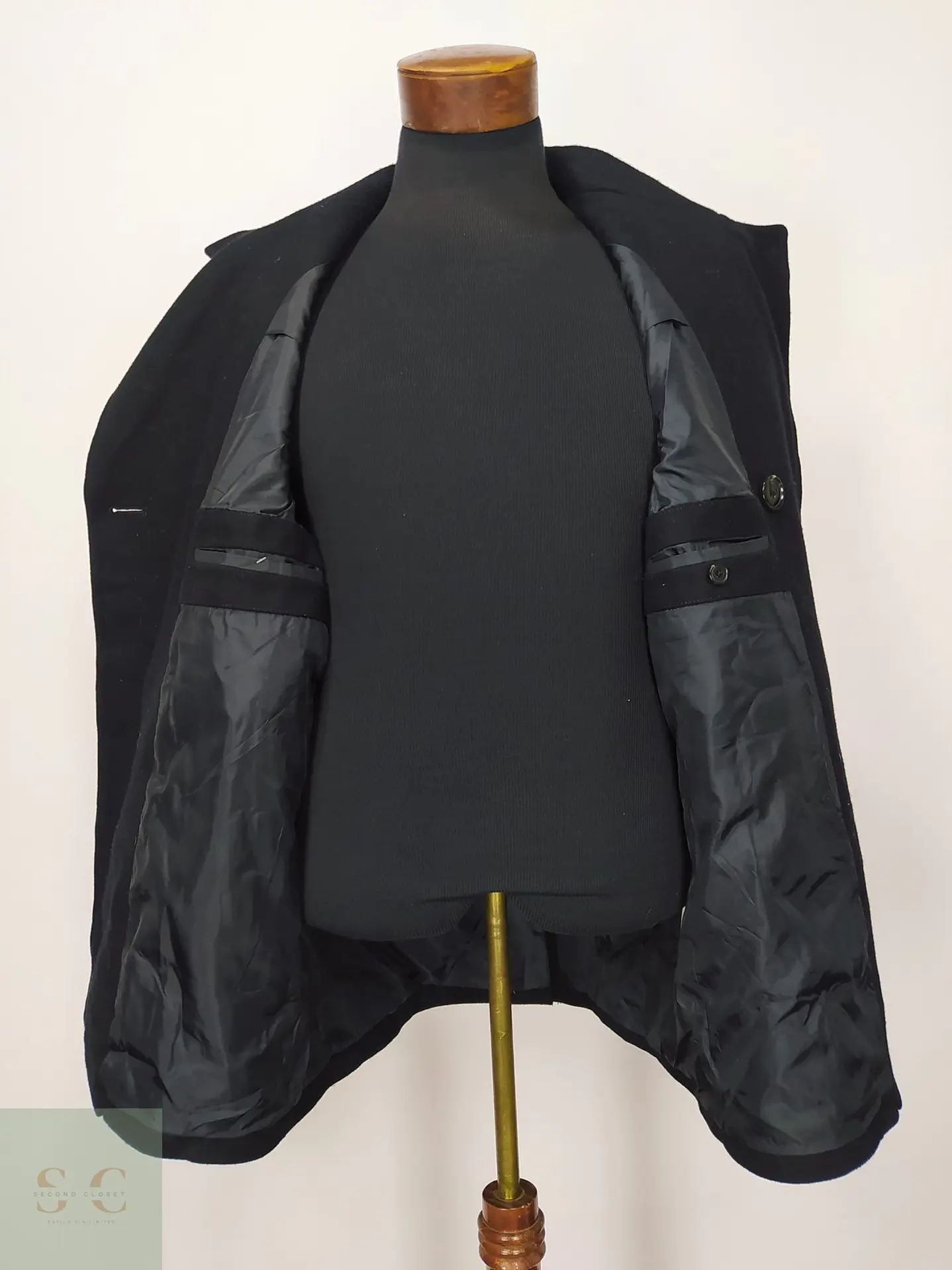 Abrigo Peacoat Cruzado de Mezcla de Lana Perry Ellis Talla 49 5