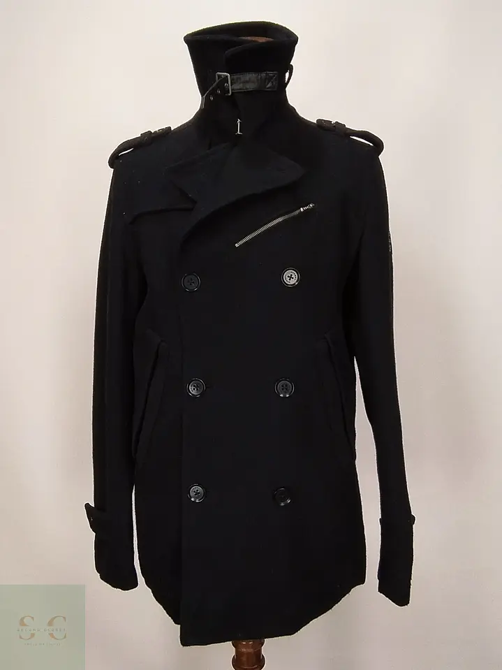 Abrigo Cruzado Peacoat Estilo Militar de Mezcla de Lana Diesel Talla L 2