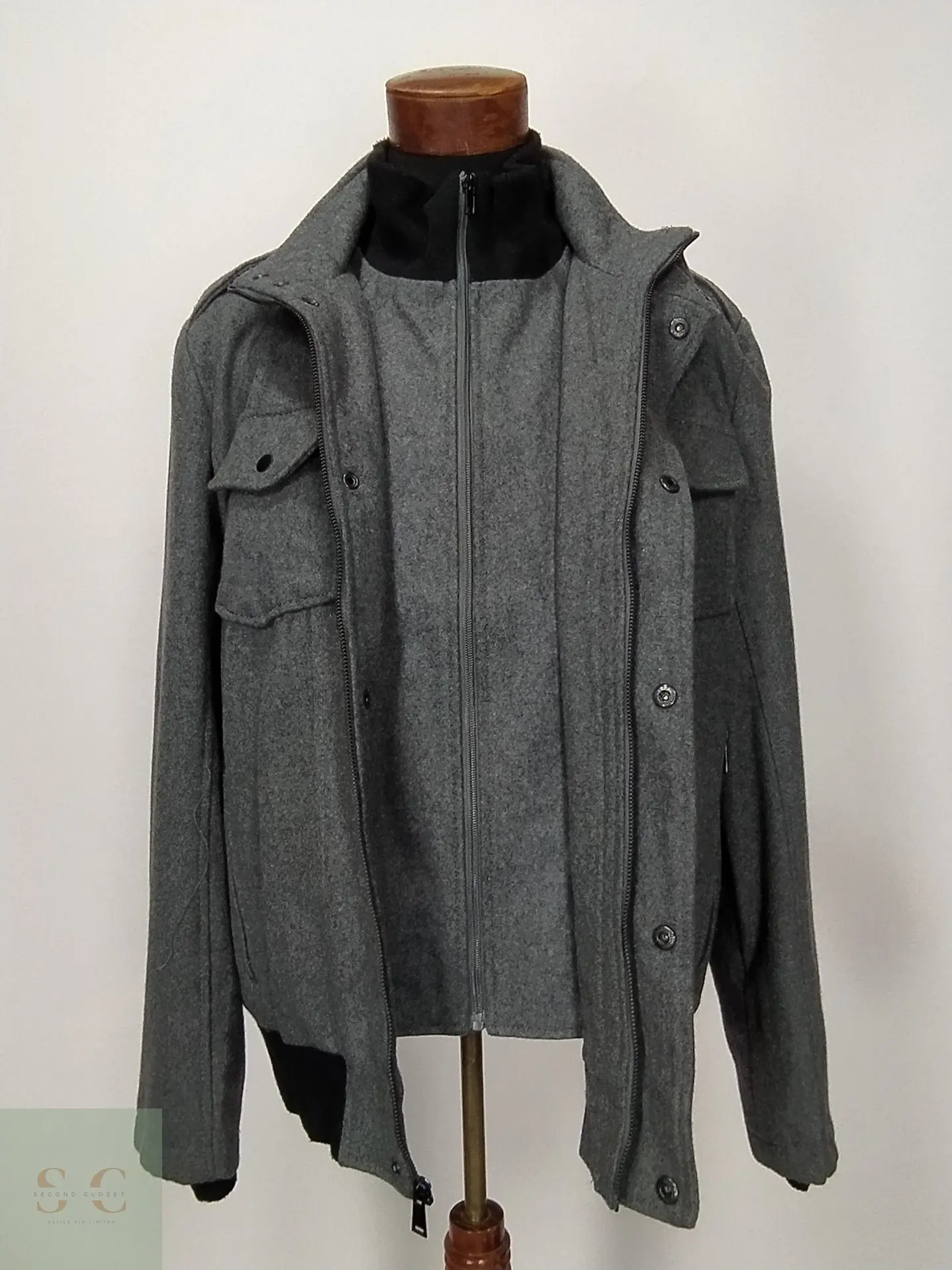 Chaquetón de Mezcla de Lana con Doble Cuello y Charloteras GUESS Talla 51 5