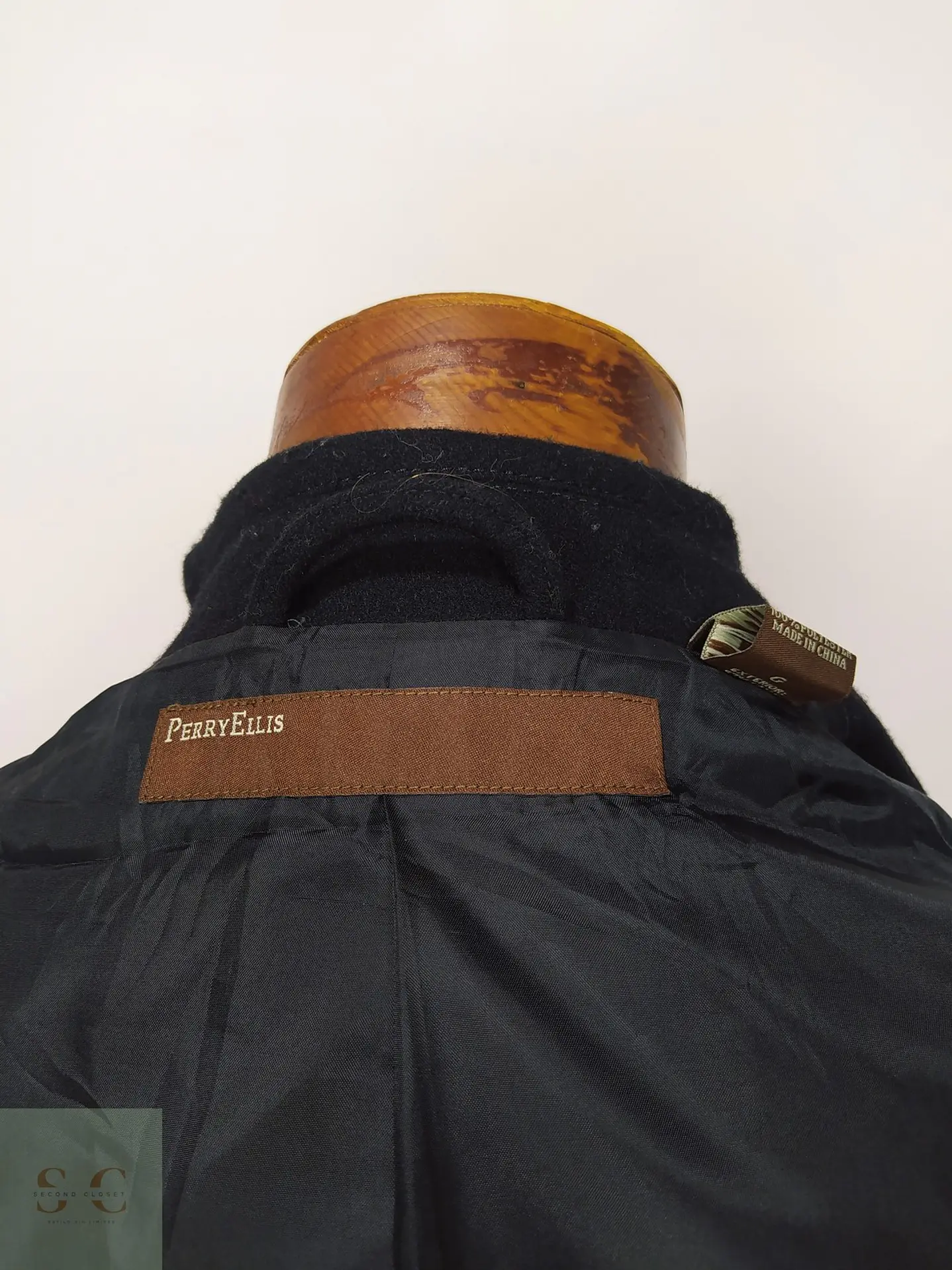 Abrigo Peacoat Cruzado de Mezcla de Lana Perry Ellis Talla 49 8