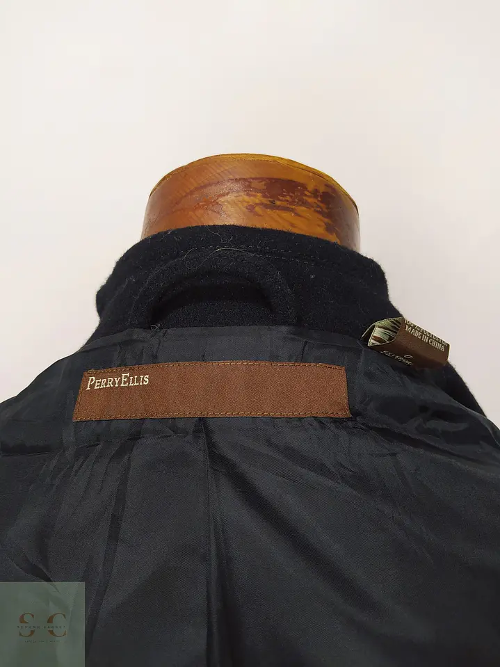 Abrigo Peacoat Cruzado de Mezcla de Lana Perry Ellis Talla 49 8