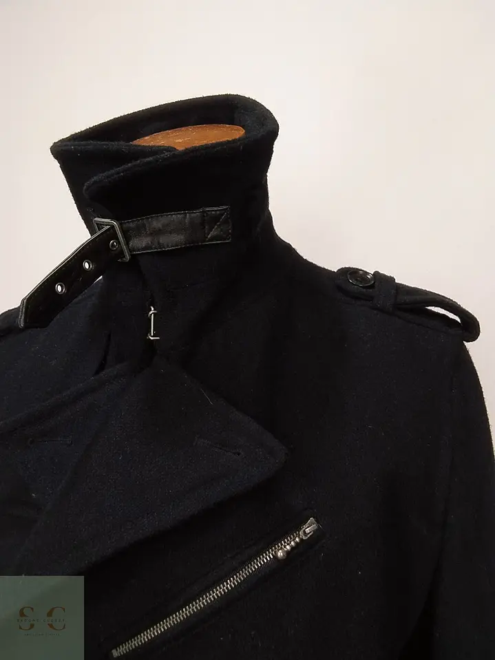 Abrigo Cruzado Peacoat Estilo Militar de Mezcla de Lana Diesel Talla L 4