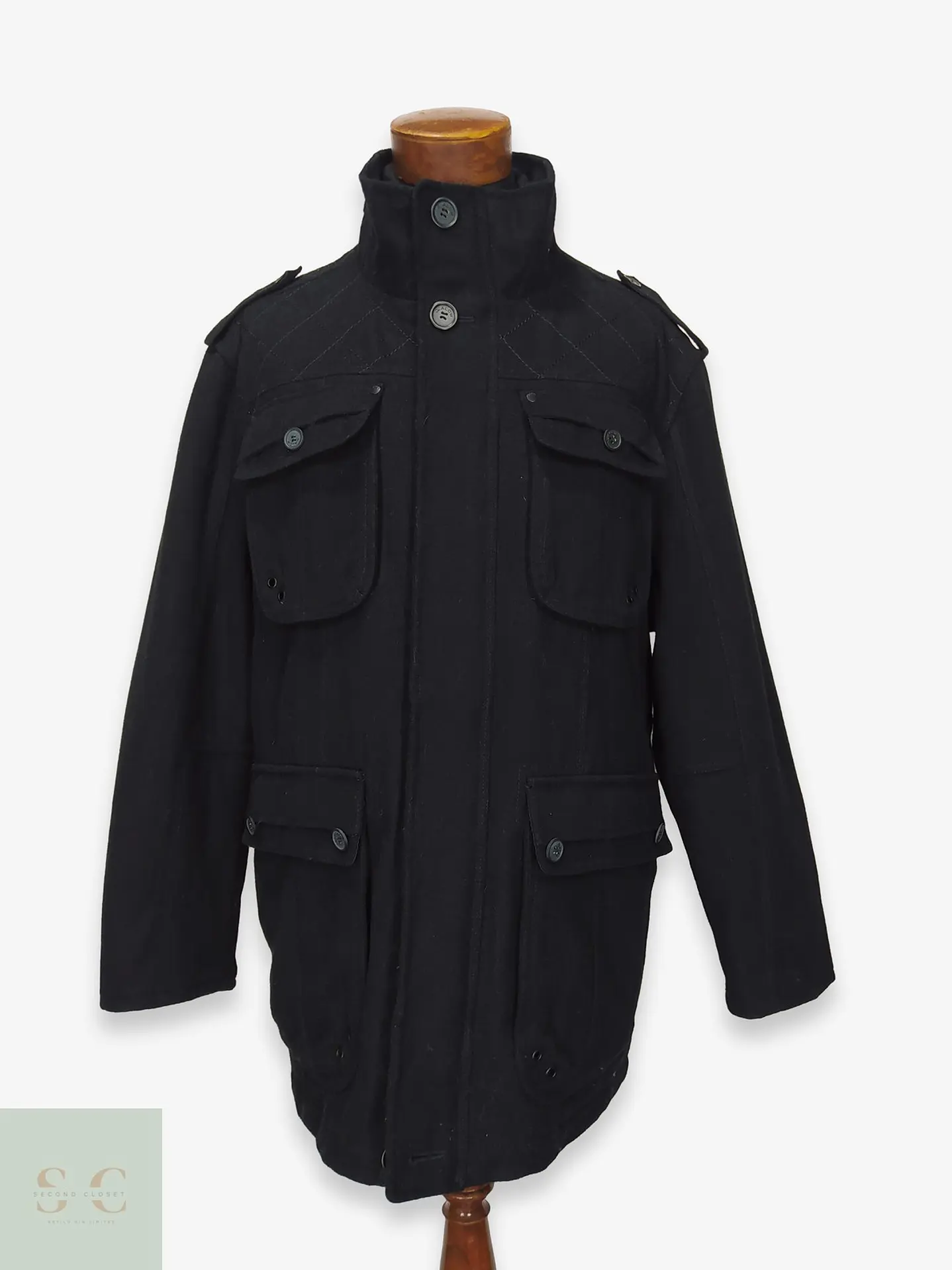 Chaquetón de Lana Blend Estilo Utility Field Jacket Angelo Litrico Talla 53 1