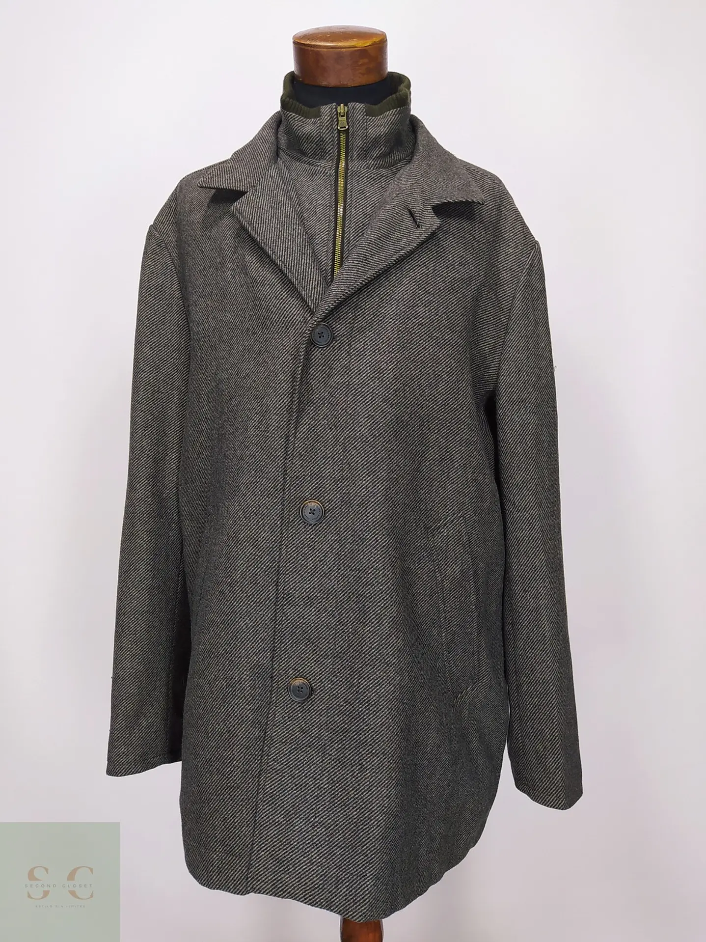 Abrigo 3/4 con Doble Cuello y Mezcla de Lana Joseph Abboud Talla 55 2