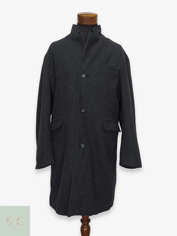 Abrigo Largo de Lana Mezcla Gris Plomo Merona Talla XXL 1