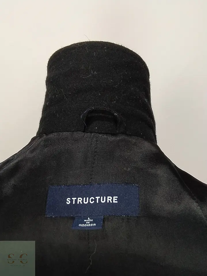 Abrigo Corto de Mezcla de Lana Negra Structure Talla L 9