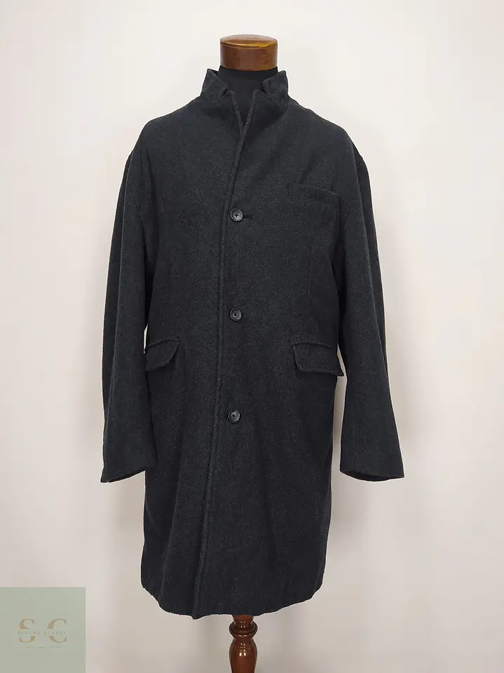 Abrigo Largo de Lana Mezcla Gris Plomo Merona Talla XXL 2