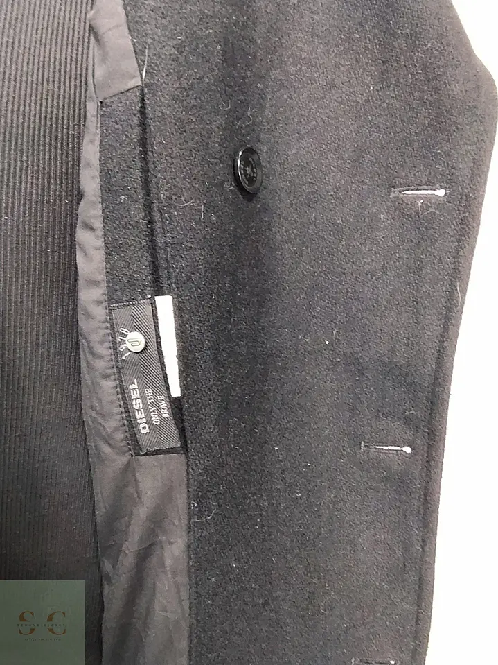 Abrigo Cruzado Peacoat Estilo Militar de Mezcla de Lana Diesel Talla L 8