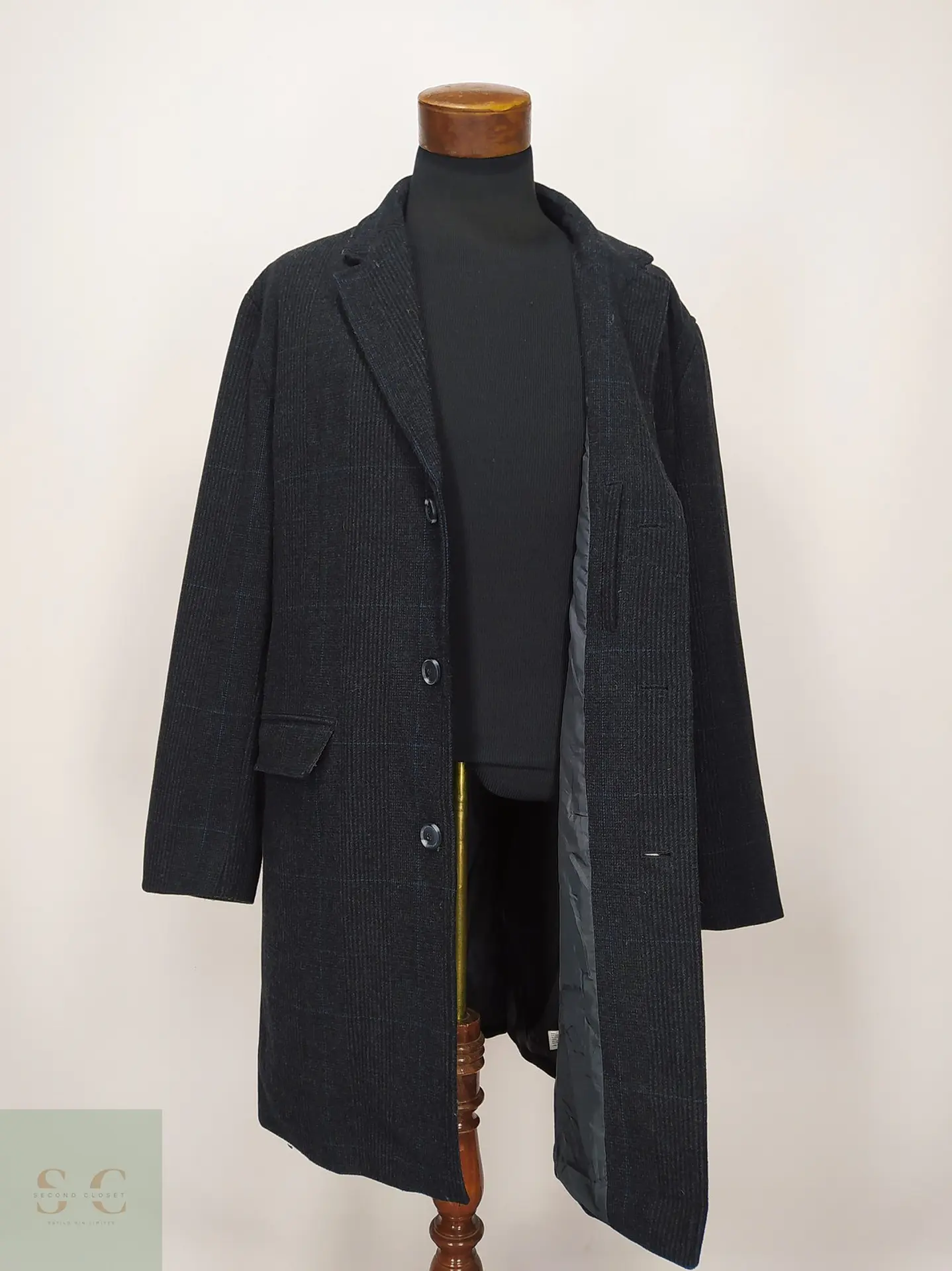Abrigo Delgado de Mezcla de Lana Cuadro Ventana Goodfellow & Co Talla XL 5