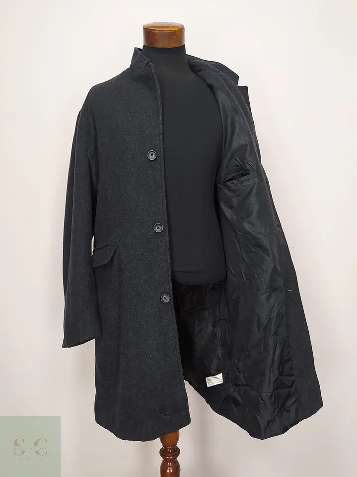 Abrigo Largo de Lana Mezcla Gris Plomo Merona Talla XXL 5