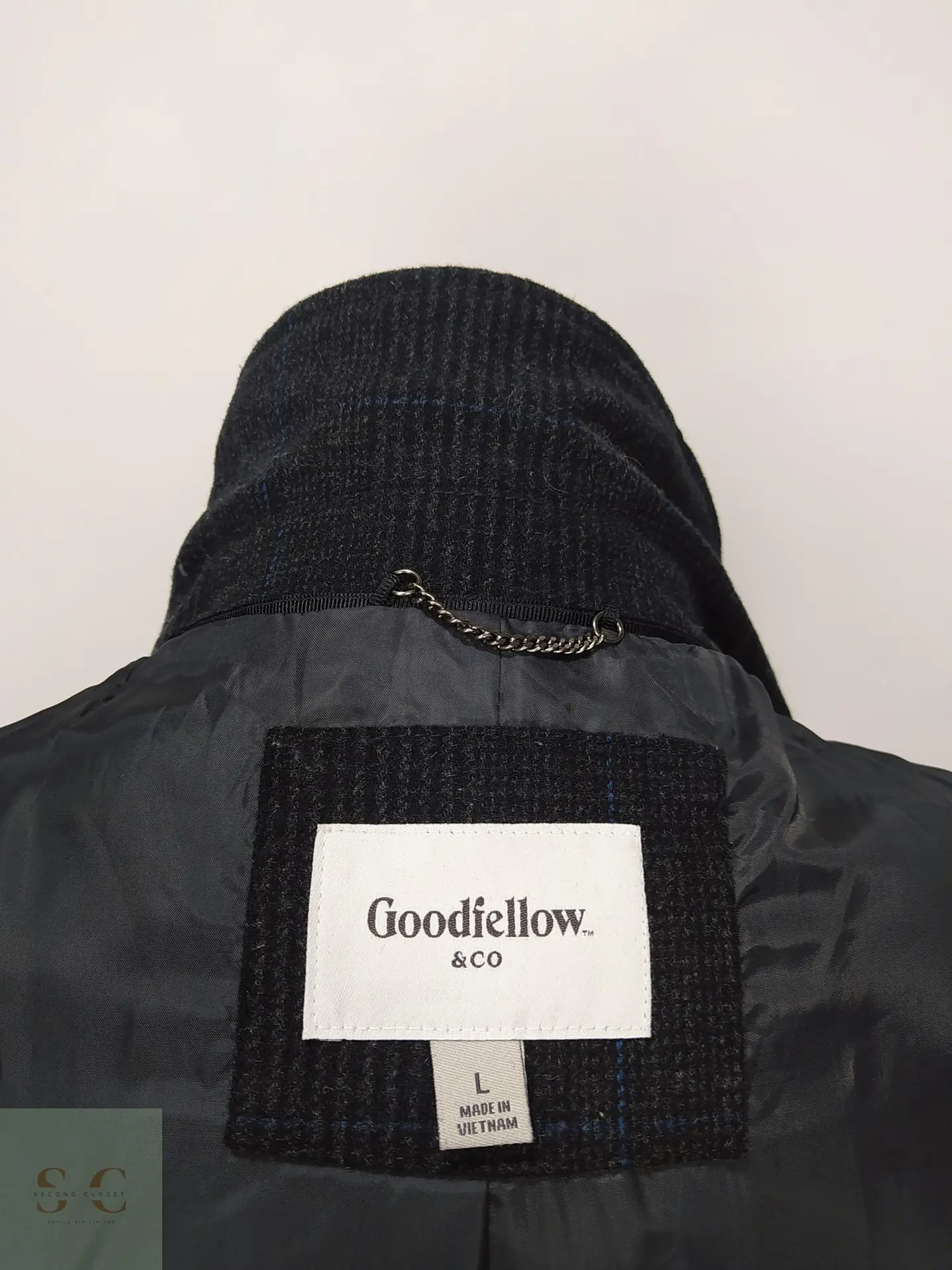 Abrigo Delgado de Mezcla de Lana Cuadro Ventana Goodfellow & Co Talla XL 9