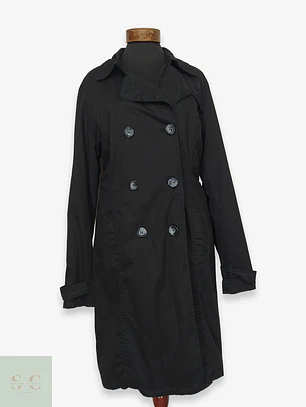 Trench Clásico Negro Doble Botonadura 1982 Talla L