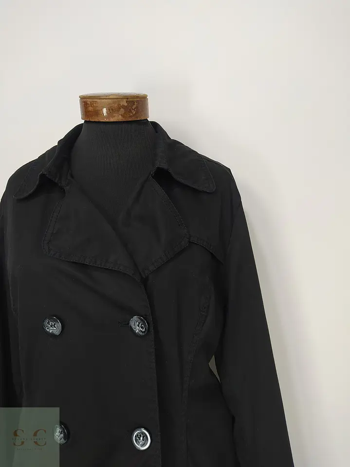 Trench Clásico Negro Doble Botonadura 1982 Talla L 4