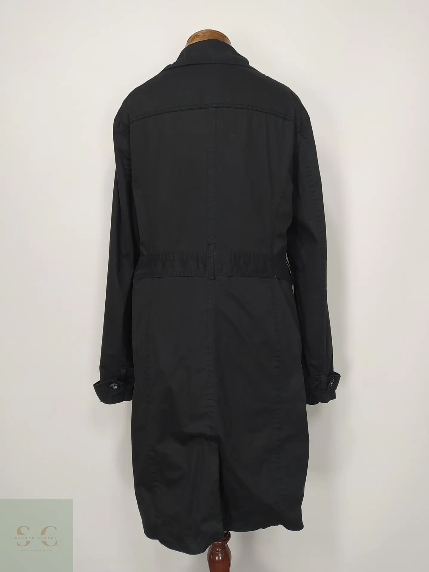 Trench Clásico Negro Doble Botonadura 1982 Talla L 7