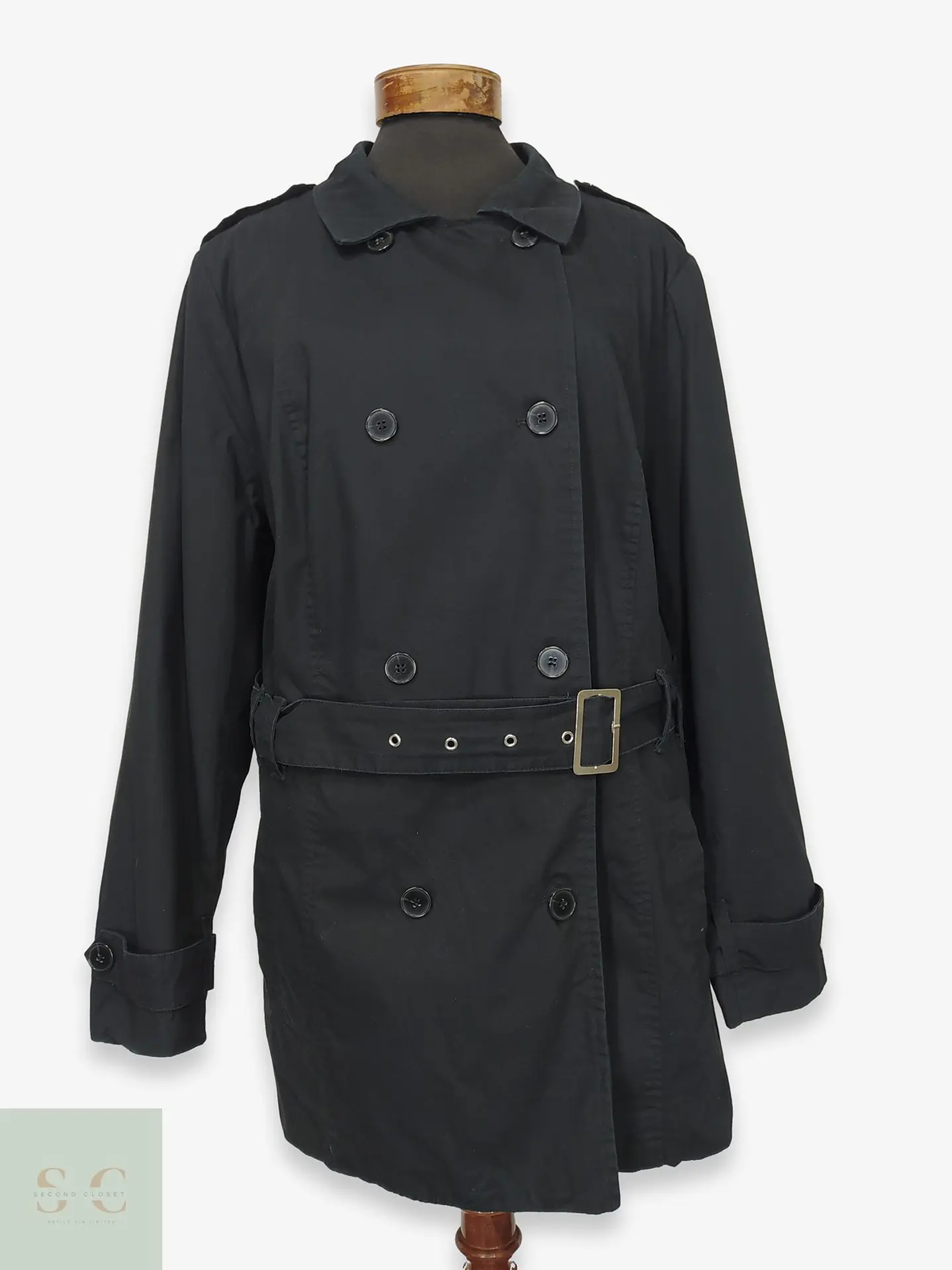 Trench Cruzado Negro bpc Bonprix Collection Talla XL 1